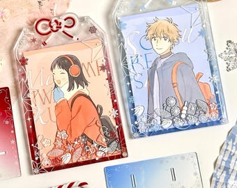 Porte-photocartes acrylique Omamori Neige d'hiver, présentoir pour cartes d'idoles Kpop et anime, porte-clés cadre photo transparent