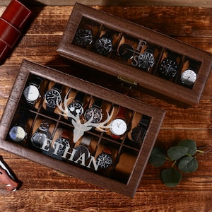 Personalized Two-Layer Wooden Watch Box: 12-Slot Jewelry Organizer