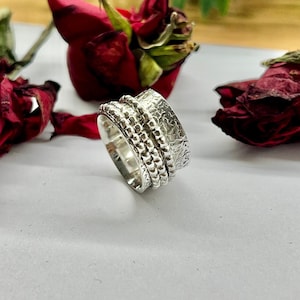 Sterling Silver Spinner Ring: Anxiety Relief Fidget Band
