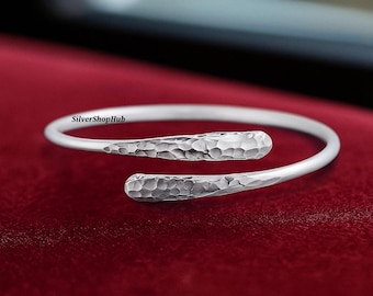Hammered Silver Bracelet, Tarnish Free Bangle, Boho, Ethnic, Rustic, Bohemian, Hippie