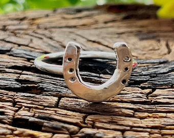 Lucky Horseshoe Silver Ring | Sterling Silver Good Luck Rings | Jewelry Gift for Women & Men