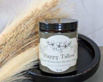 8oz Grass Fed Whipped Tallow Moisturizer  | Natural & Organic Ingredients | Good For All Skin Types | Non-Toxic and Hydrating | No Additives