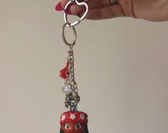 Disney Doorables Moana Keychain – Tropical Charm, Heart Clasp
