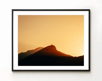 Italy Sunset Print | Faith-Inspired Decor, Mountain Wall Art, Amalfi Coast Landscape Photo