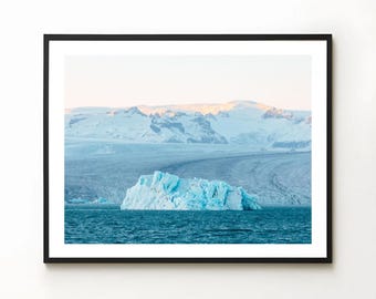 Iceland Glacier Lagoon Print | Arctic Wall Art, Landscape Photography, Iceland Travel Poster
