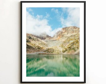 French Alps Lake Print | Chamonix Mountain Landscape Photography, Wall Art