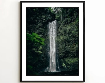 Hawaii Waterfall Print | Lush Green Nature Wall Art, Landscape Photography, Natural Decor