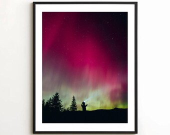 Northern Lights Print | Aurora Borealis Wall Art, Night Sky Photo, Montana Photography