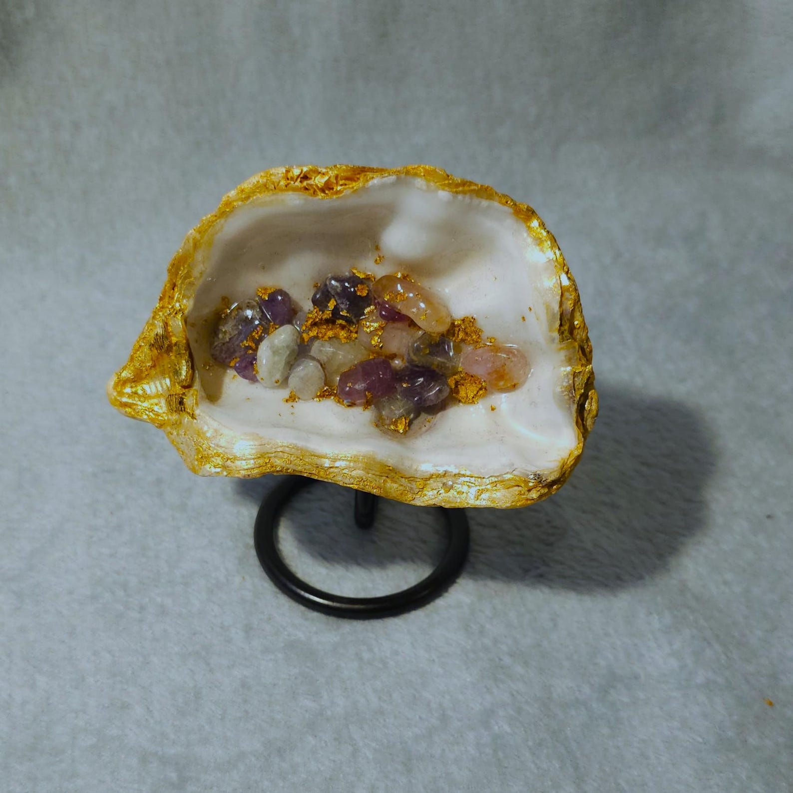Gold Treasure Shell With Gemstones - Display Stand Included - Etsy