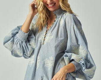 Madison Victorian Style Lace Blouse, Romantic Embroidered Ruffle Top