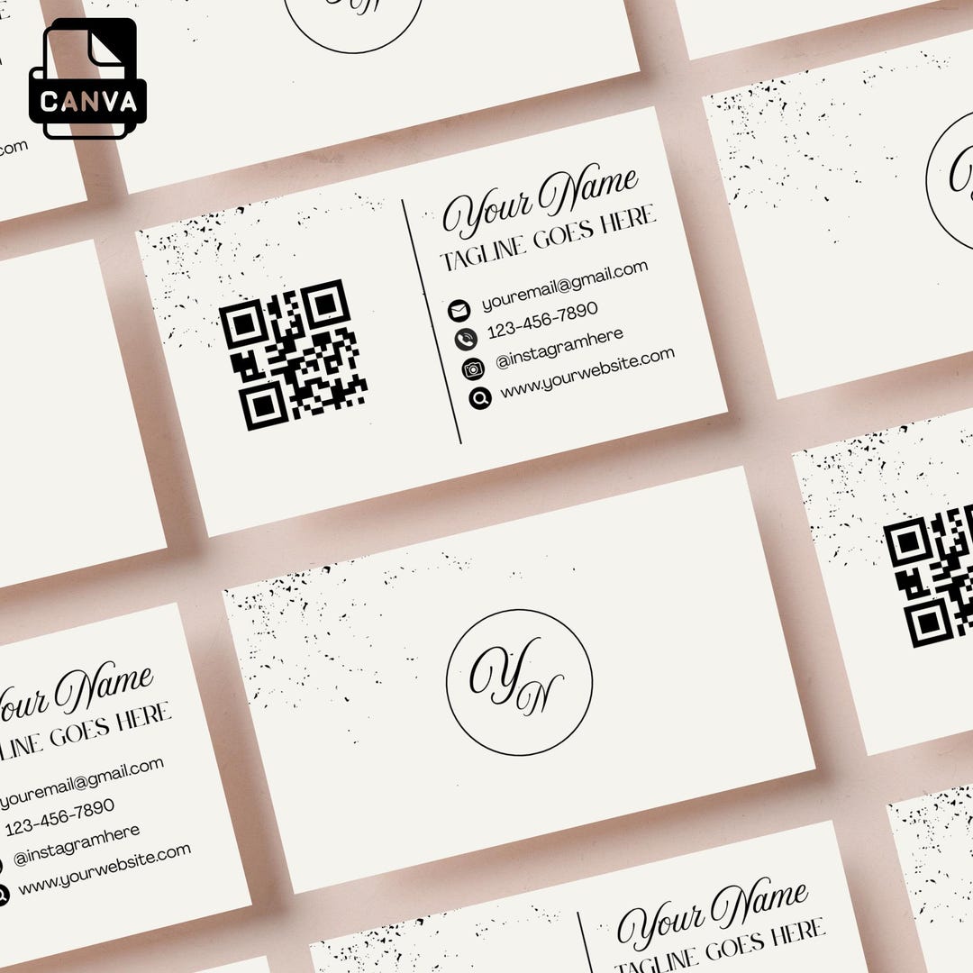 Editable QR Code Business Card Template: Minimalist Canva Design ...