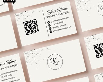 Plantilla de tarjeta de presentación con código QR editable: Diseño minimalista de Canva (descarga digital)