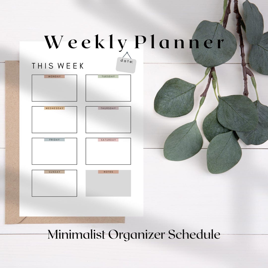 Minimalist Weekly Planner Printable: Undated Schedule (A4 A5 Letter ...