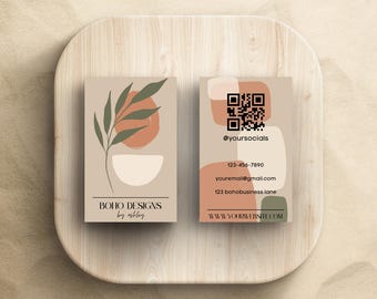 Plantilla de tarjeta de presentación bohemia: Diseño rústico neutro (descarga digital)