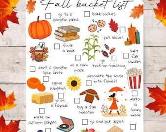 Lista de actividades de otoño imprimible (PDF)