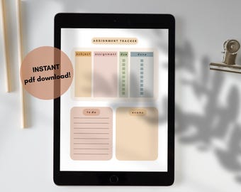 Planificador de tareas estudiantiles imprimible / Planificador académico minimalista, organizador de tareas y estudio, tamaño A4, A5, carta estadounidense