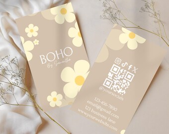 Plantilla de tarjeta de presentación floral bohemia / Diseño Canva