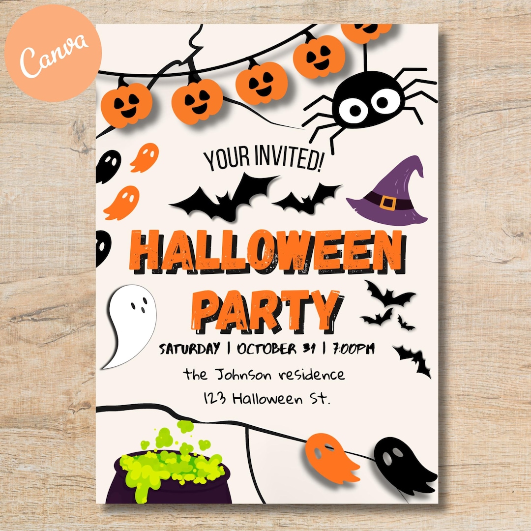Editable Spooky Halloween Party Invitation Template (canva Pro) - Etsy