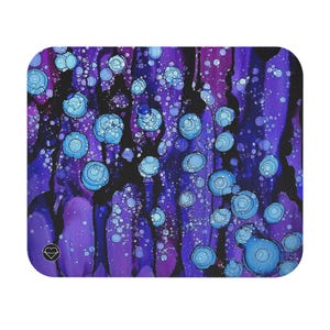 Blue Purple Abstract Bubbles Mouse Pad | Rectangular Desk Mat