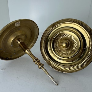 Massief messing wandhaken uit het midden van de 20e eeuw, grote messing knoppen, schroefbare gordijnhaken, massief messing, Victoriaanse ronde messing knoppen