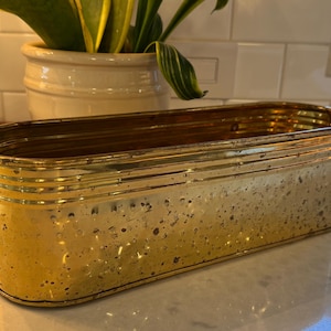 Brass planter 12” vintage rectangular hammered brass indoor flower box