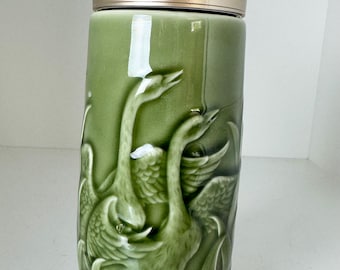 Acera Liven Green Ceramic Swan Travel Coffee/ Tea Mug