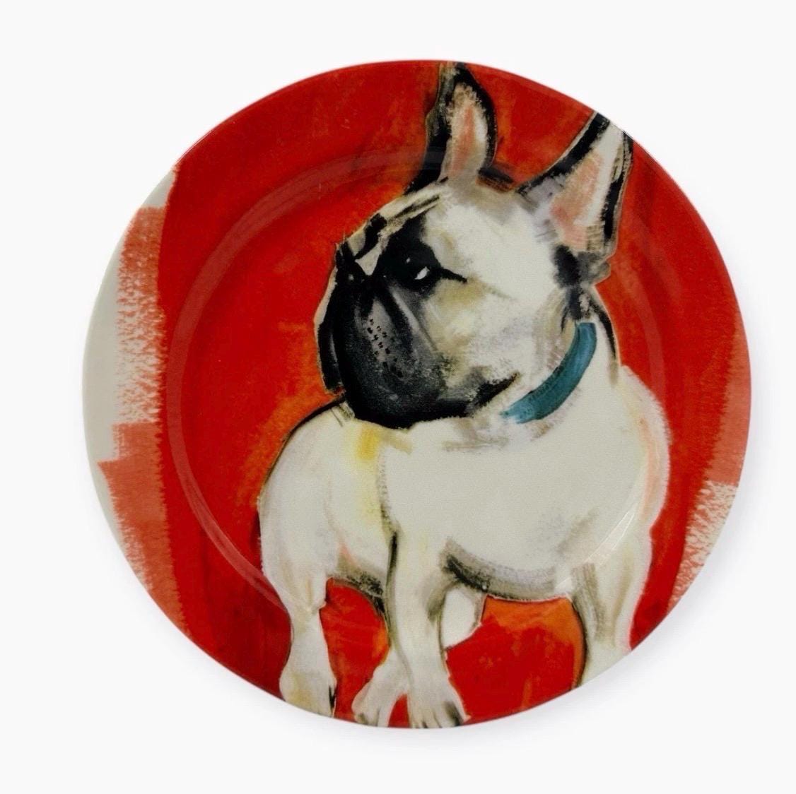 Anthropologie Sally Muir French Bull Dog Dessert Plate Frenchie