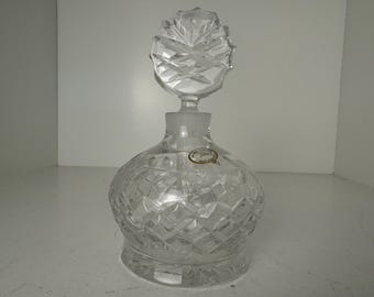 Vintage Faceted Crystal Perfume Bottle Round Sphere Shape Hand Cut Glass Hungary