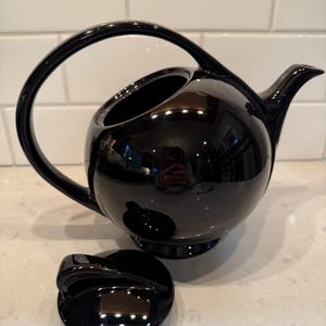 Vintage Hall Art Deco Airflow Tekanna, Svart Porslin Köksredskap