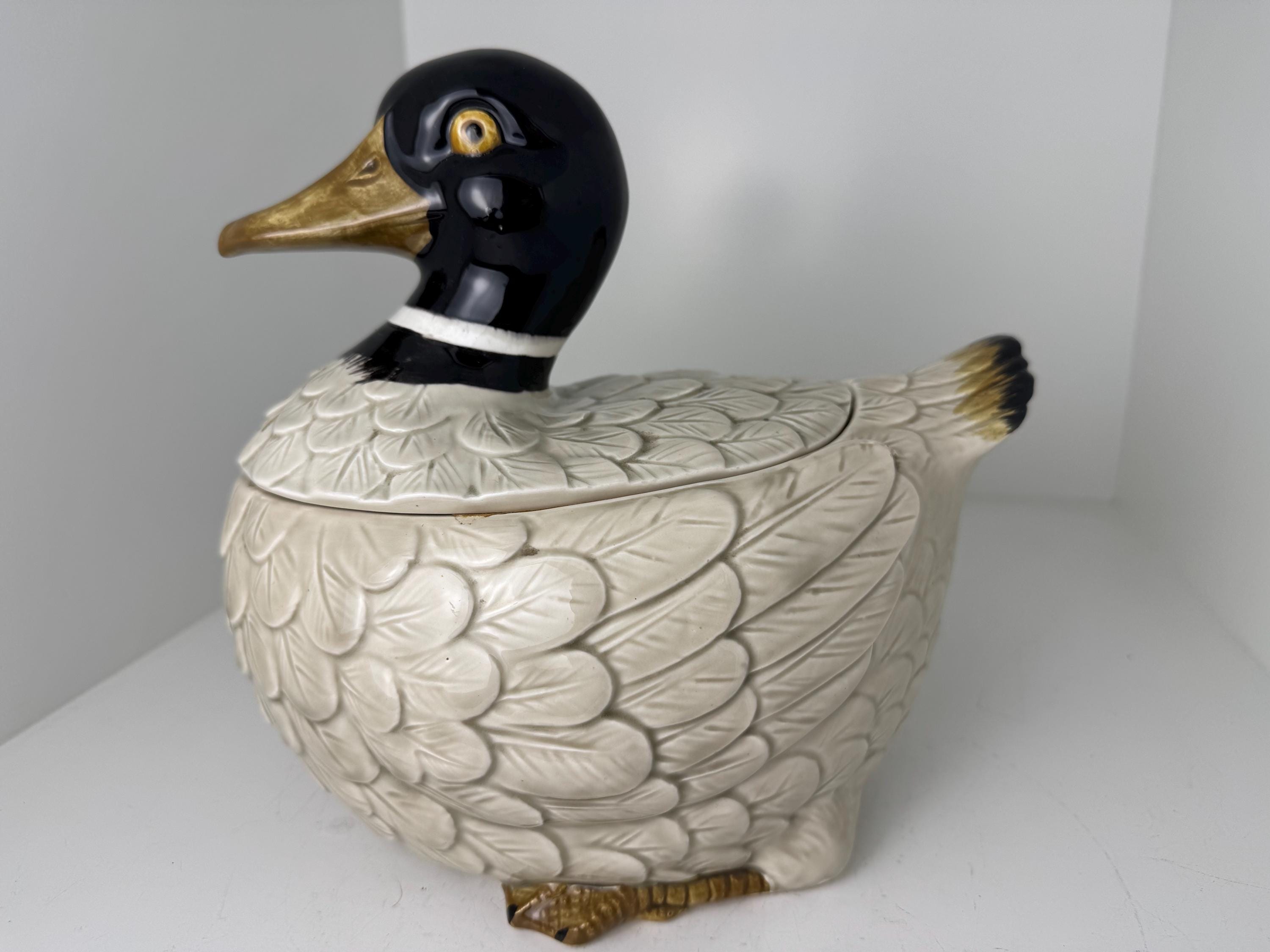 Vintage Ceramic Duck Tureen: Made in Japan Mallard Dish, Kitchen Decor