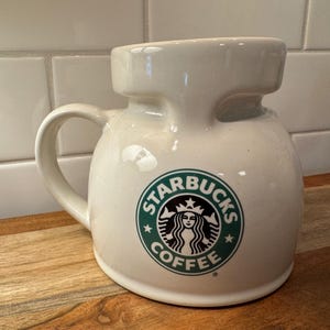 Starbucks White & Green Ceramic Igloo Dome Chubby Coffee Travel Mug Cup with lid