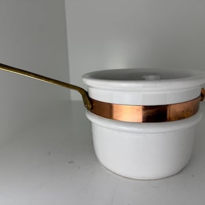 Vintage Ceramic and Copper Double Boiler Insert - Vintage Cookware - Candy Making - Copper Pot Insert