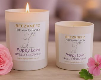 Beeswax Pet Friendly Candle - Rose & Geranium Scent - Dog Friendly Candle
