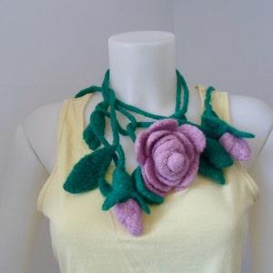 Crochet Pattern Rose Lariat Necklace or Scarf with Optional Felting Instructions image 3