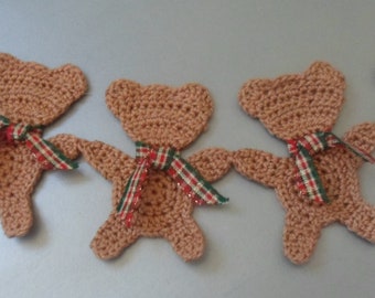 Crochet Pattern Teddy Bear Garland, Ornament, Toy or Earrings