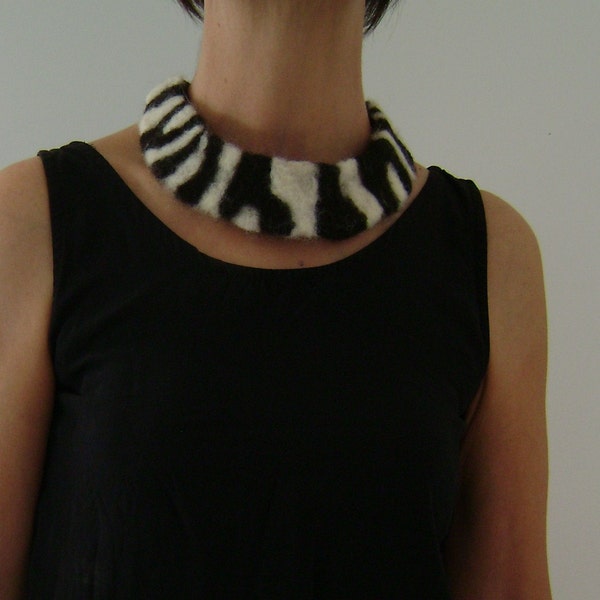 Zebra Stripes Felt Bib Necklace