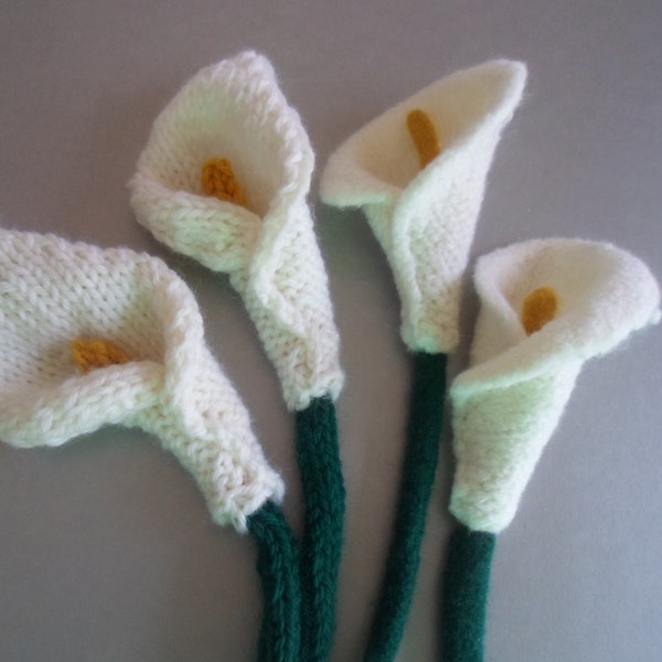 Calla Lily Lariat Scarf / Necklace or Curtain Tie-Back Knitting Pattern for Regular or Felted Knitting