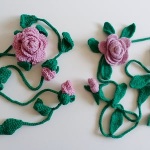 Crochet Pattern Rose Lariat Necklace or Scarf with Optional Felting Instructions image 1