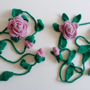 Crochet Pattern Rose Lariat Necklace or Scarf with Optional Felting Instructions