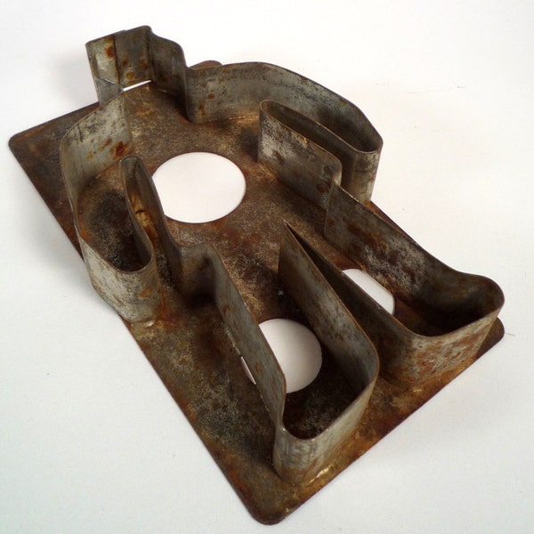 Vintage Cookie Cutter.  Big Weird ROBOT COOKIE MAN.  Rusty patina, shabby chic,  antique display decor, photo prop.