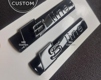 2x Sline Emblem, Gloss black - Kotflügel - Glänzend Schwarz - All Black - Neu, für alle Audi Modelle geeignet