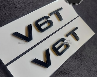 2 emblemas V6T para Audi, guardabarros negro brillante, emblema negro brillante (nuevo), emblema V6Turbo