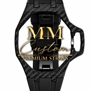 Fibra de carbono - correa de caucho para AP x Swatch Royal Pop Bracelet Watch strap MM Custom Carbon black para Ocho Negro, Huit blanc Orenji. .