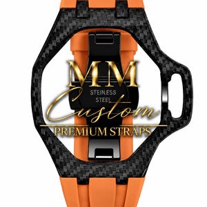 Fibra de carbono - correa de caucho para AP x Swatch Royal Pop Bracelet Watch strap MM Custom Carbon para Ocho Negro, huit Blanc, Orenji Hachi...