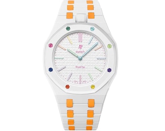 Caja de pulsera biocerámica para AP x Swatch Royal Pop fabricada en biocerámica - Correa de reloj tipo pulsera blanca