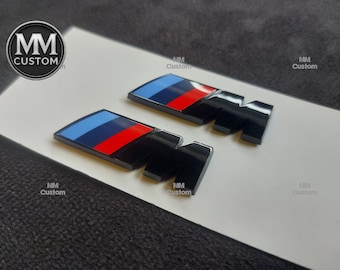 2x M Badges for BMW, Gloss black - 45 x 15 mm - Fender, Gloss Black New Emblem Badge