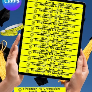 Graduation Tyvek Wristband Template/ Custom Event Wristband/ School Graduation Bracelet / Printable Admission Band/ Editable Party Wristband