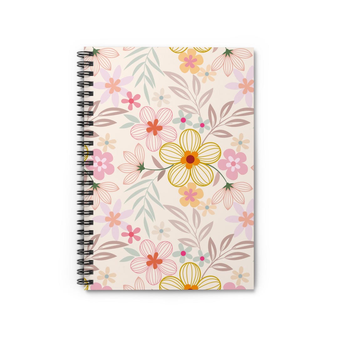 Pastel Floral Pattern Spiral Notebook | Ruled Journal - Etsy