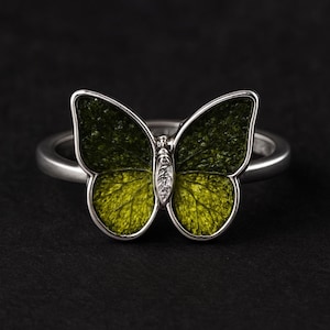 Natürlicher Roh Moldavit Edelstein Ring aus 925 Sterling, zarter Moldavit Ring, handgemachter Ring mit Meteoriten, Geschenk für die Liebe