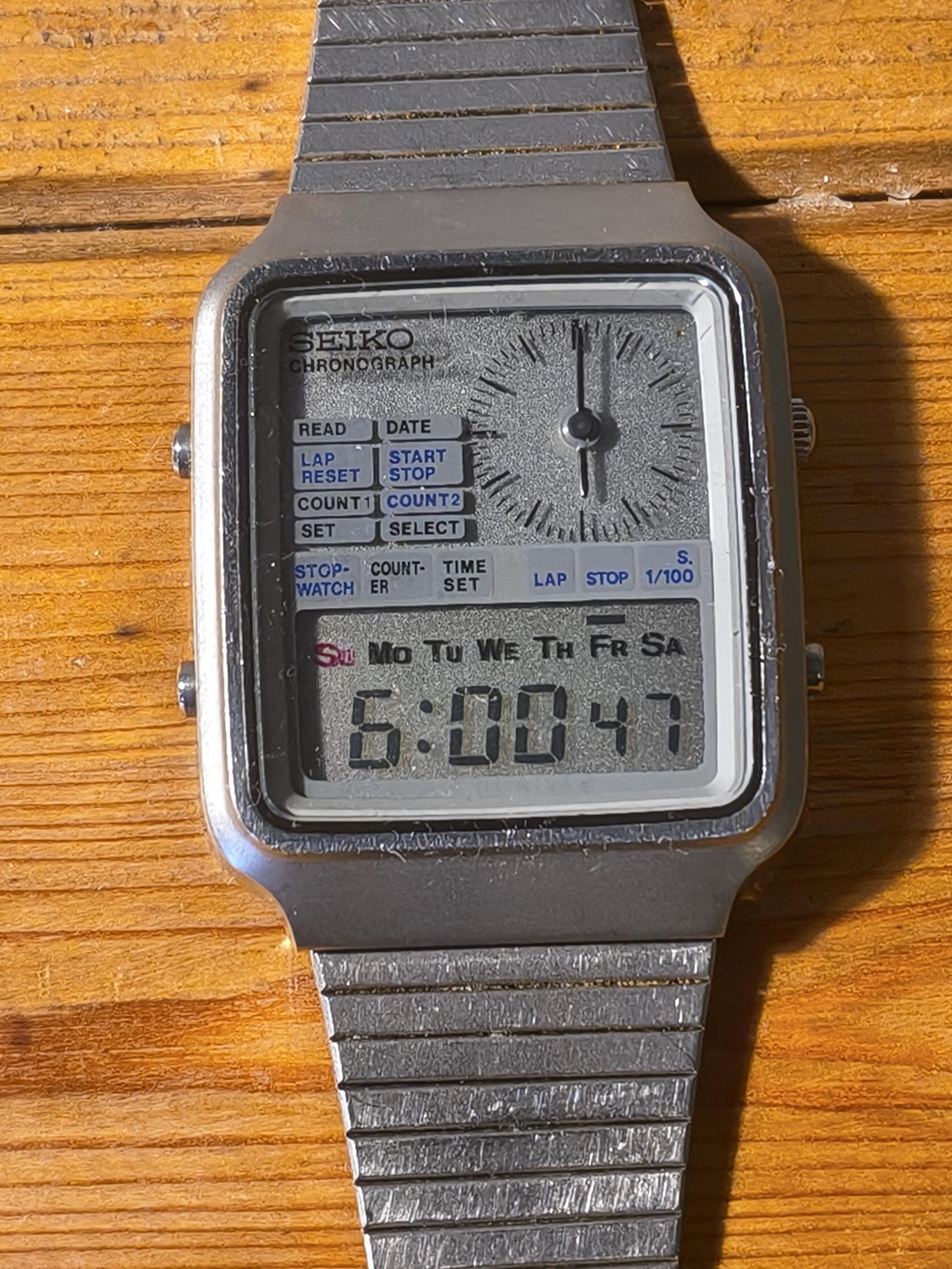 美品　SEIKO H127-5000 クロノグラフ デジアナ ツインカウンター SEIKO - H127-5000 - Digi-Ana - Vintage Digital Watch - Digital